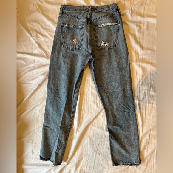 Agolde ‘90s Distressed High Waist Straight Leg Organic Cotton Jeans - Picture 1 of 6